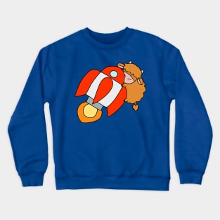 Rocket Ship Highland Cow Crewneck Sweatshirt